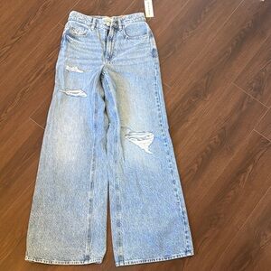 PacSun Light Blue Distressed high rise wide leg Jeans